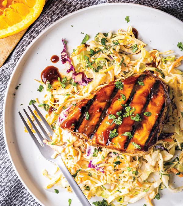 BBQ Grilled Swordfish with Citrus Slaw