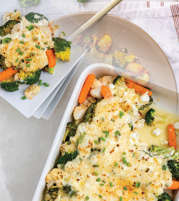 Broccoli, Cauliflower & Carrot au Gratin