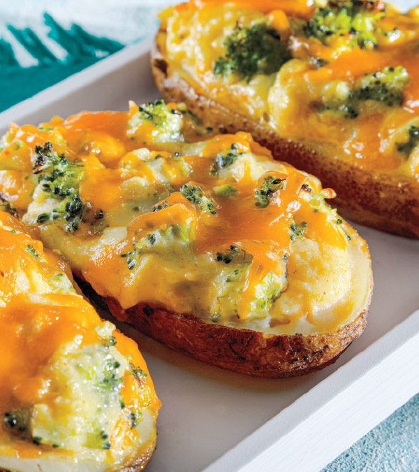 Broccoli & Cheddar Twice-Baked Breakfast Potatoes