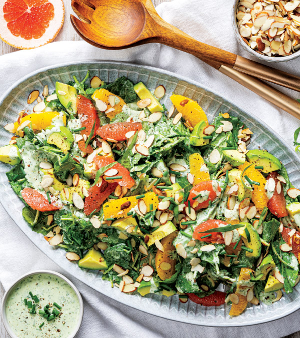 Citrus & Kale Salad with Green Goddess Dressing
