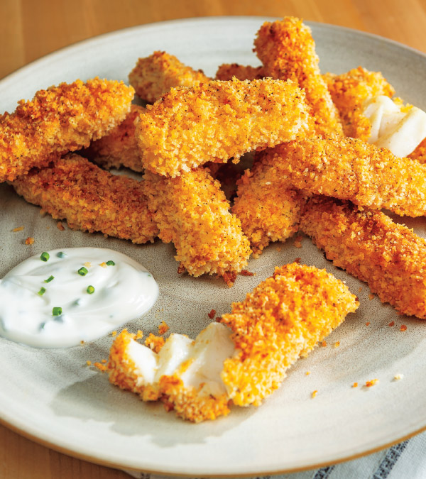 Fish Dippers with Lemon-Chive Dipping Sauce