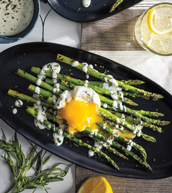 Grilled Asparagus with Poached Egg & Lemon-Cream Sauce