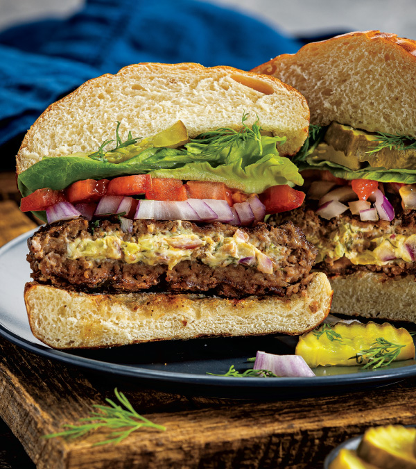 Grilled Dill Pickle-Stuffed Burgers