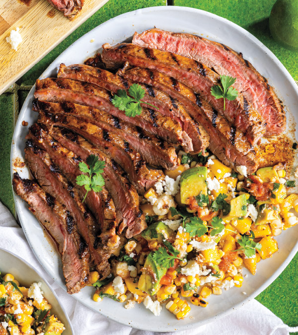 Grilled Flank Steak with Mango-Habanero Corn Salad