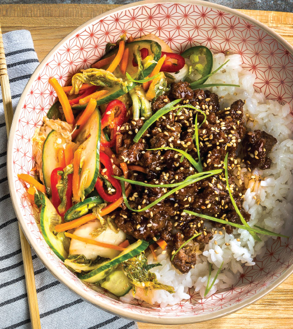 Korean Barbeque Ground Beef Rice Bowl