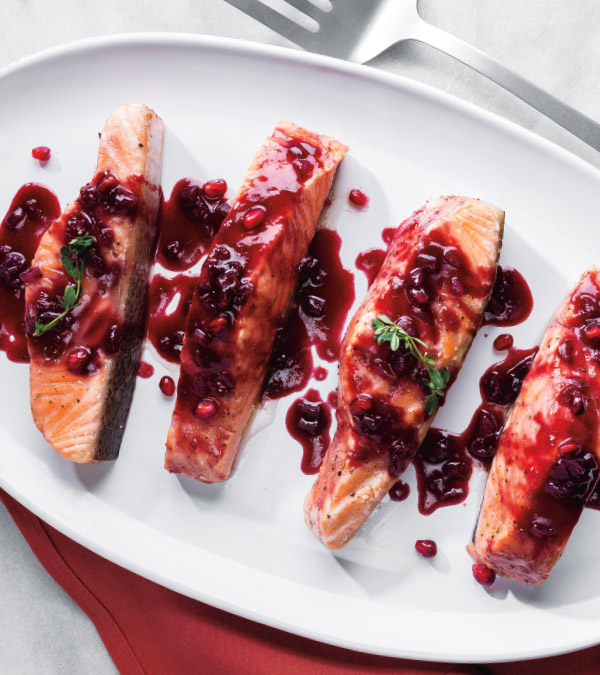 Pomegranate & Red Wine-Roasted Salmon
