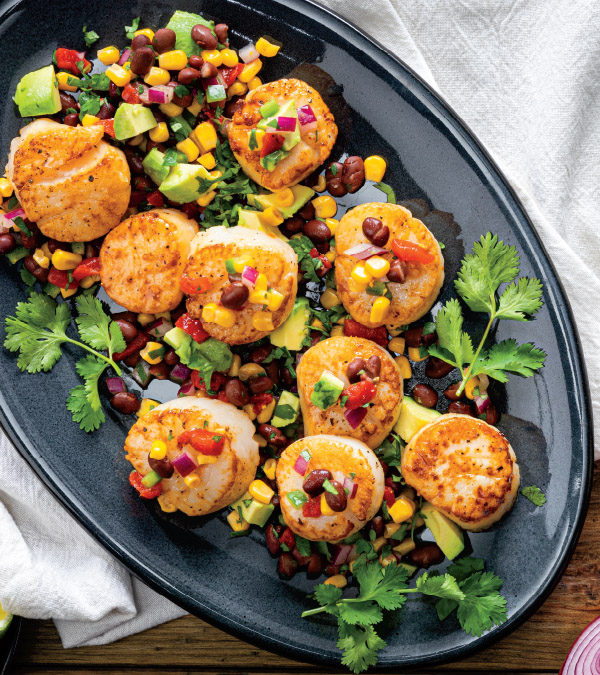 Seared Scallops with Black Bean Relish