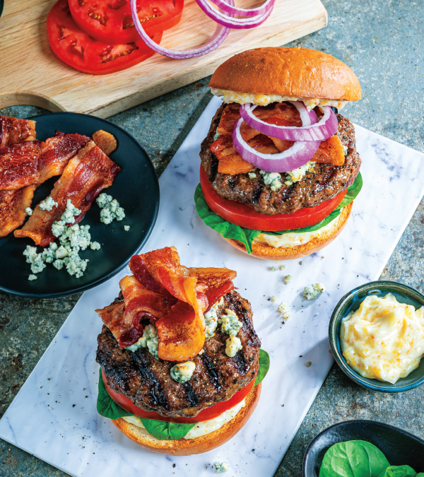 Smoky Gorgonzola-Bacon Burgers