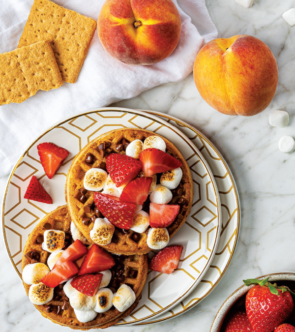 S'mores Waffles with Strawberries