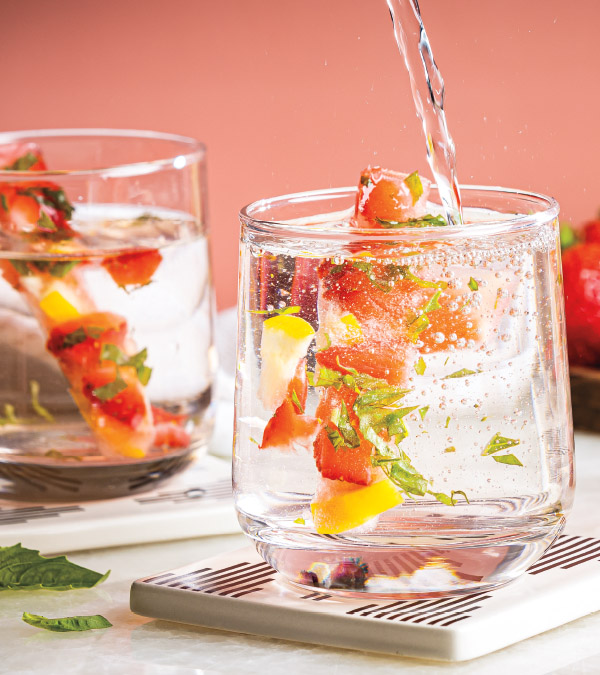 Strawberry, Lemon & Basil Ice Sticks