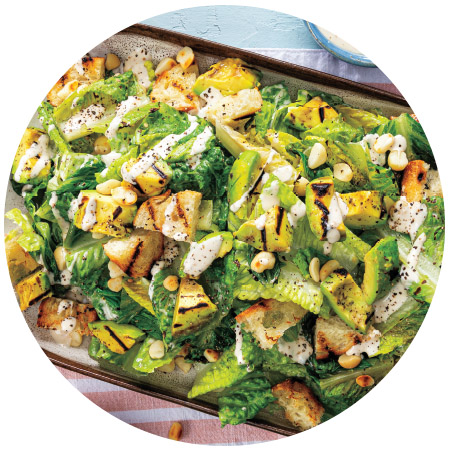 Grilled Avocado-Romaine Salad